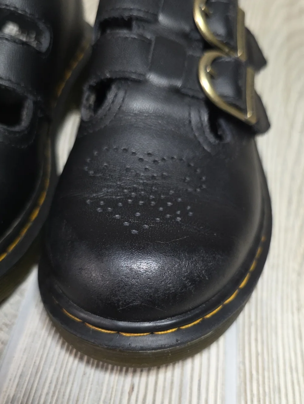Dr. Martens Kids 8065 Black Leather Mary Jane Shoes Kids Size 13