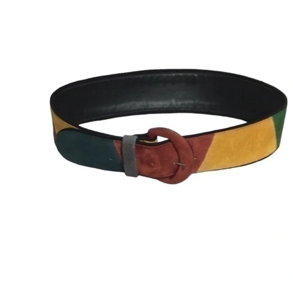 ALDEN HOWARD Vintage mod multi colorblock suede belt