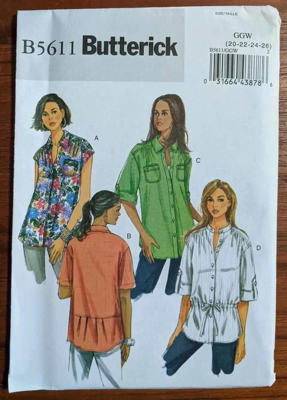 Uncut Butterick B5611 Shirt Size 20-26