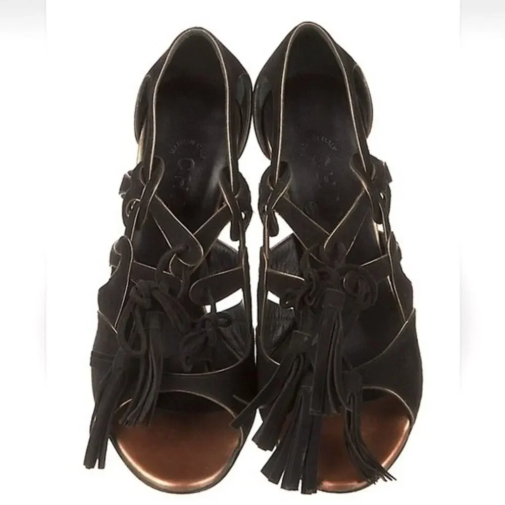 CHANEL black suede
