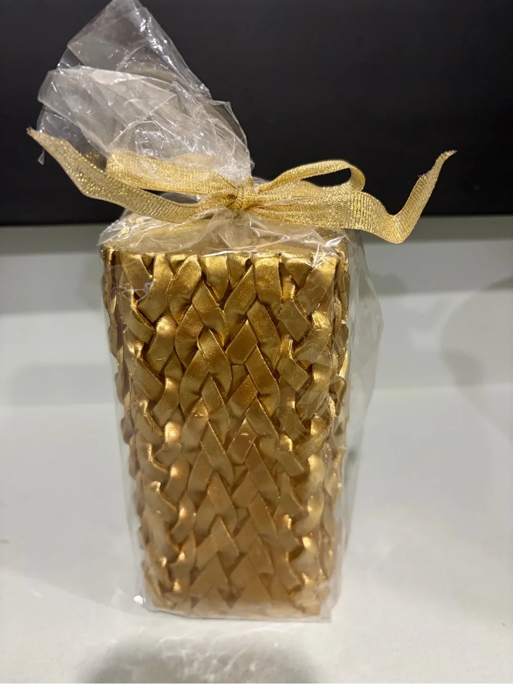 Gold Braided Candle, 3x6” - Unbranded, NWT