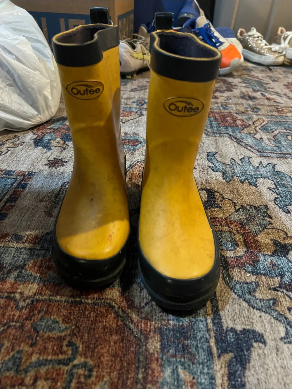Kids 11 (toddler) Yellow Waterproof Rain Boots with Black Trim