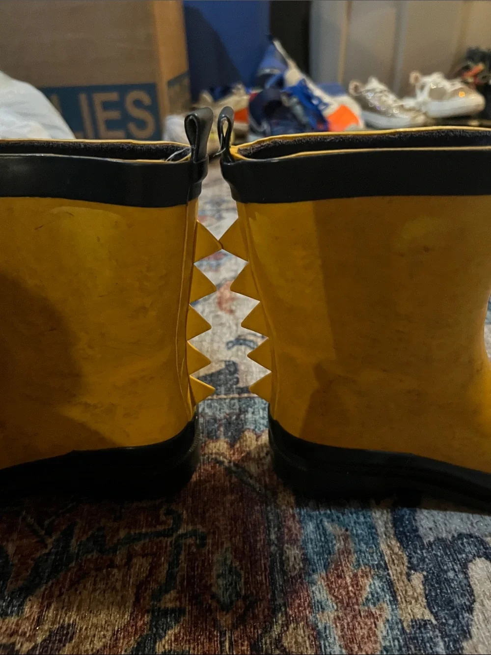 Kids 11 (toddler) Yellow Waterproof Rain Boots with Black Trim