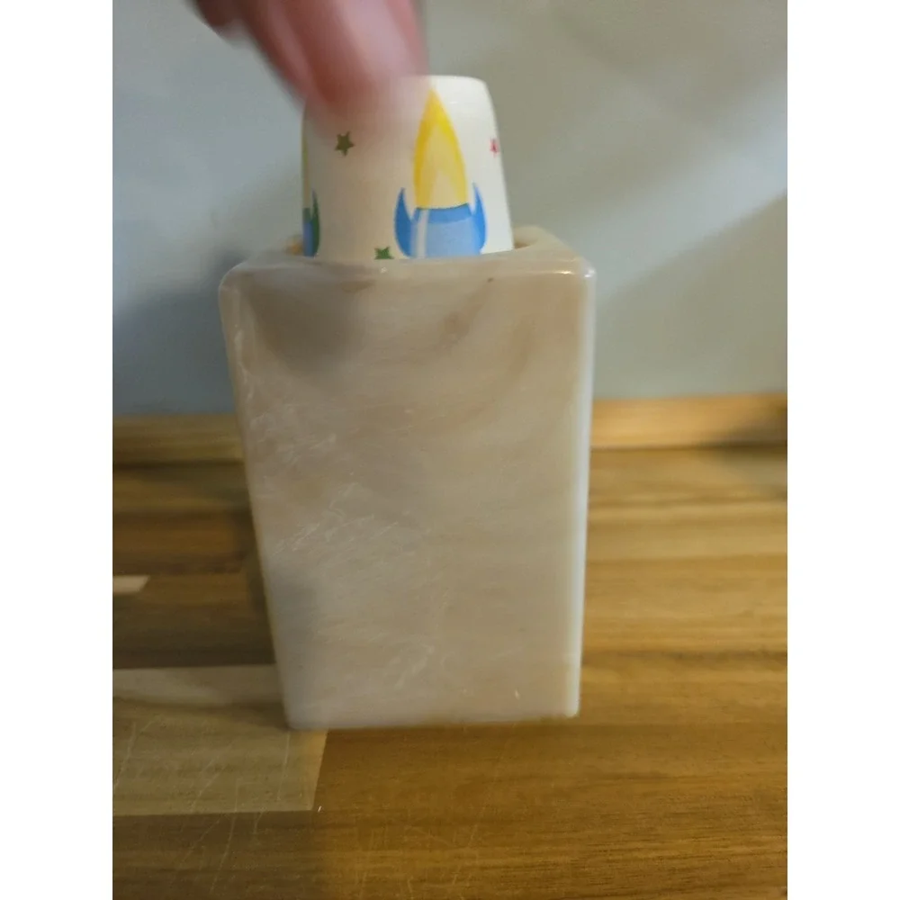 Dixie Cup Dispenser Vintage Bathroom Mouthwash Beige Cream Marbled‎