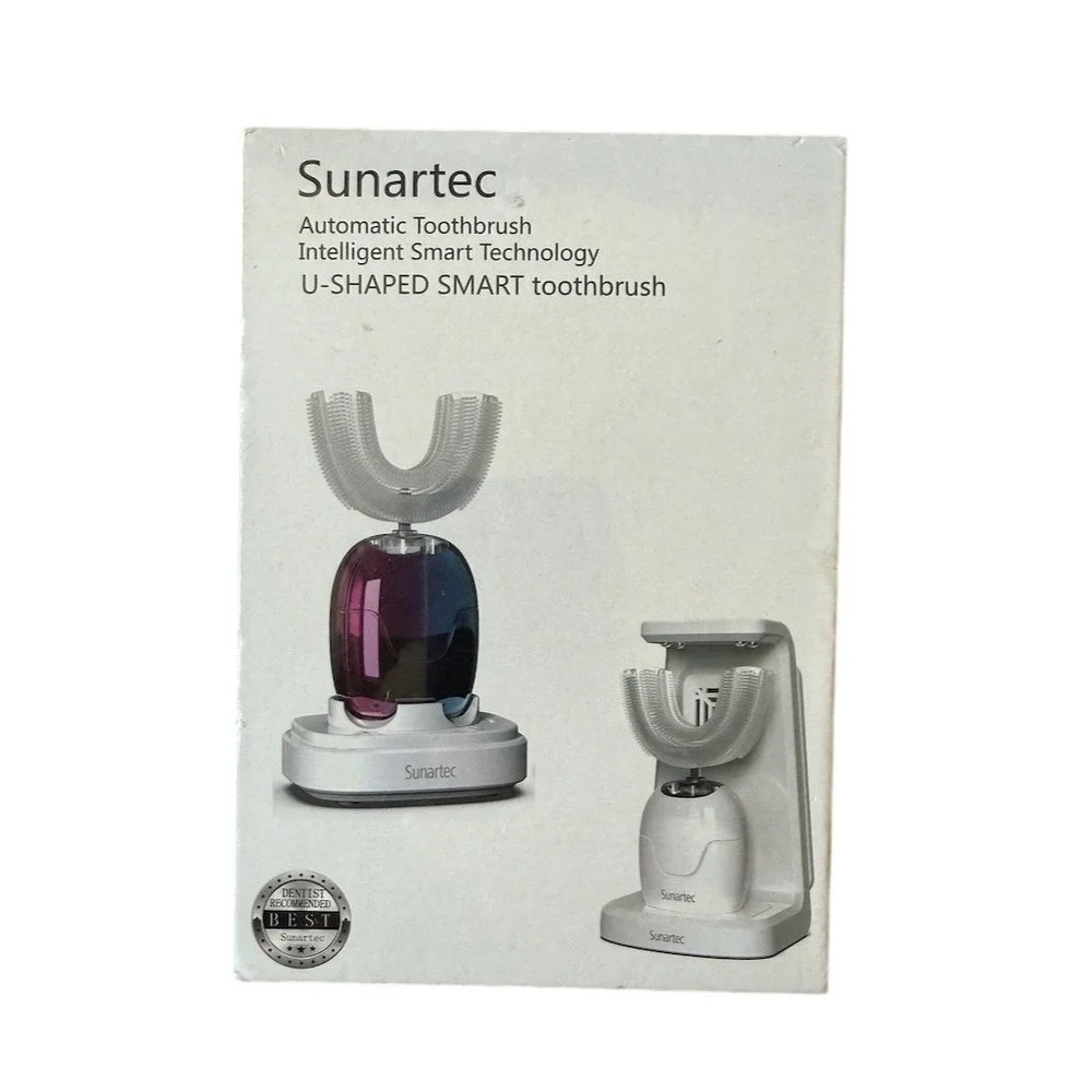 Sunartec U-Shaped Smart Automatic‎ Electric Toothbrush Kit White w/ Base NIB