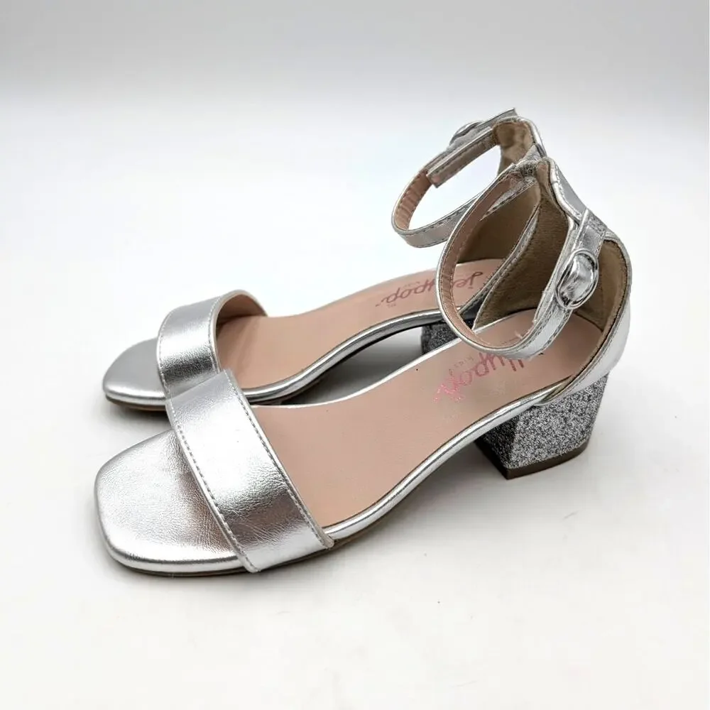 Jellypop Kanika Ankle Strap Sandals Open Toe Kids' Silver Size US13M