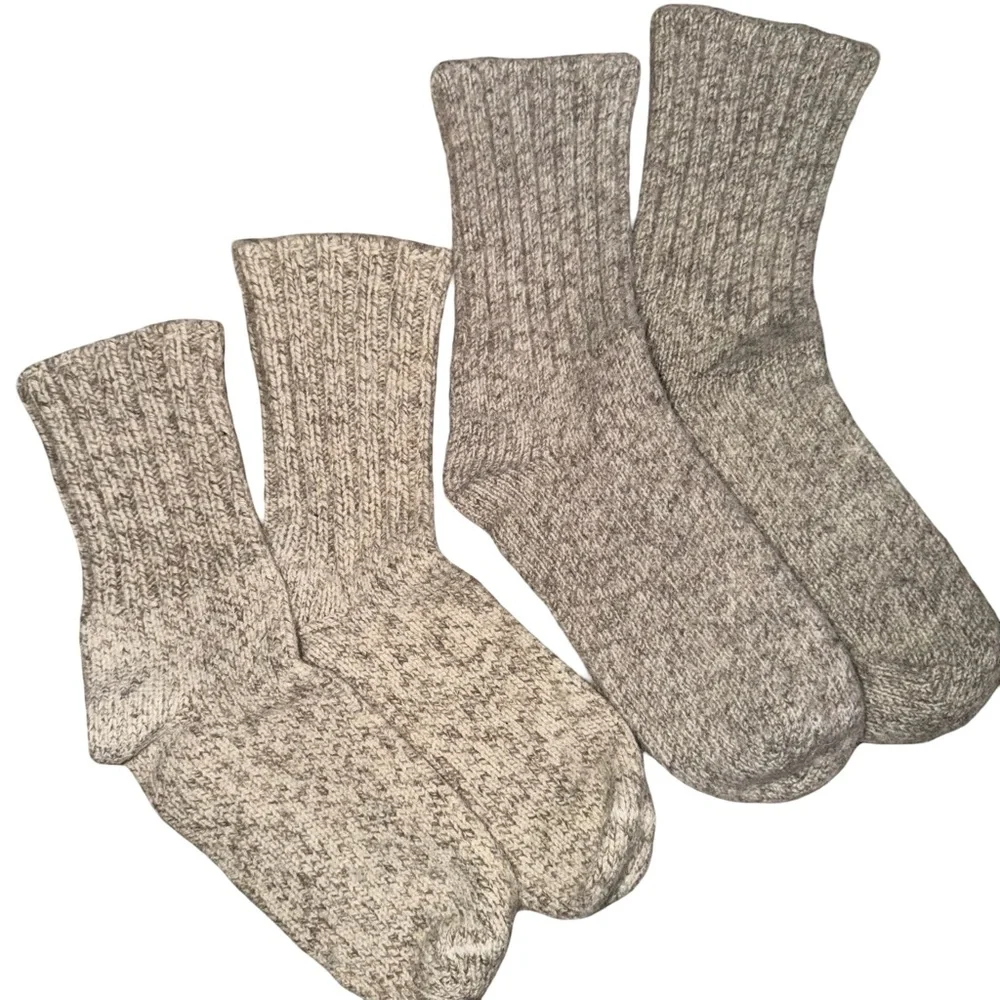 (2) merino wool knit‎ beige socks.  Below the calf. Size L/XL