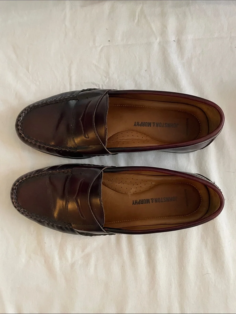 Johnston & Murphy Men's Burgundy Leather Penny Loafers