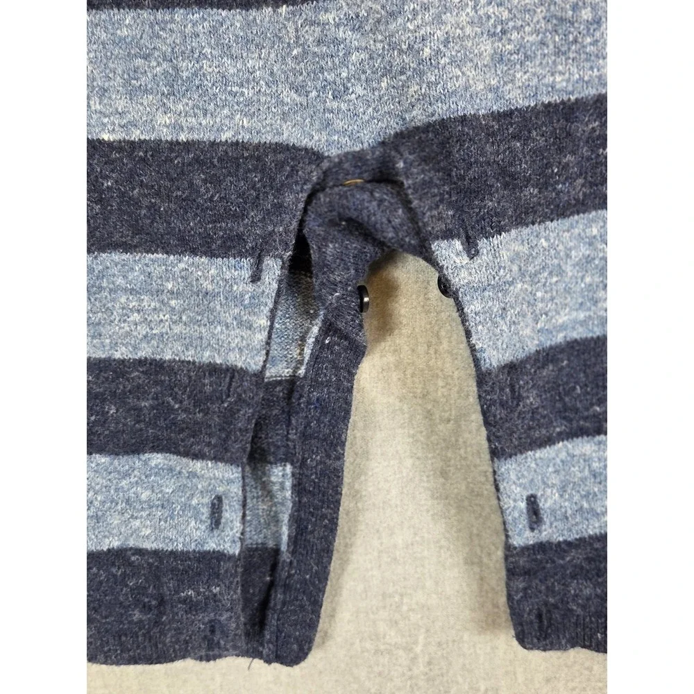 GAP Baby Footless One Piece‎ 6-12 Mos Stretch Navy Heather Teddy Bear Logo Cozy