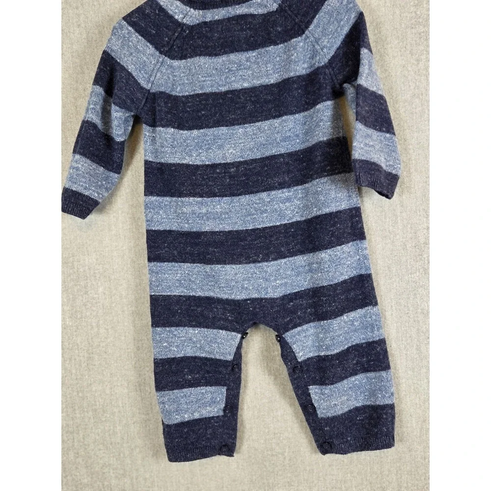 GAP Baby Footless One Piece‎ 6-12 Mos Stretch Navy Heather Teddy Bear Logo Cozy
