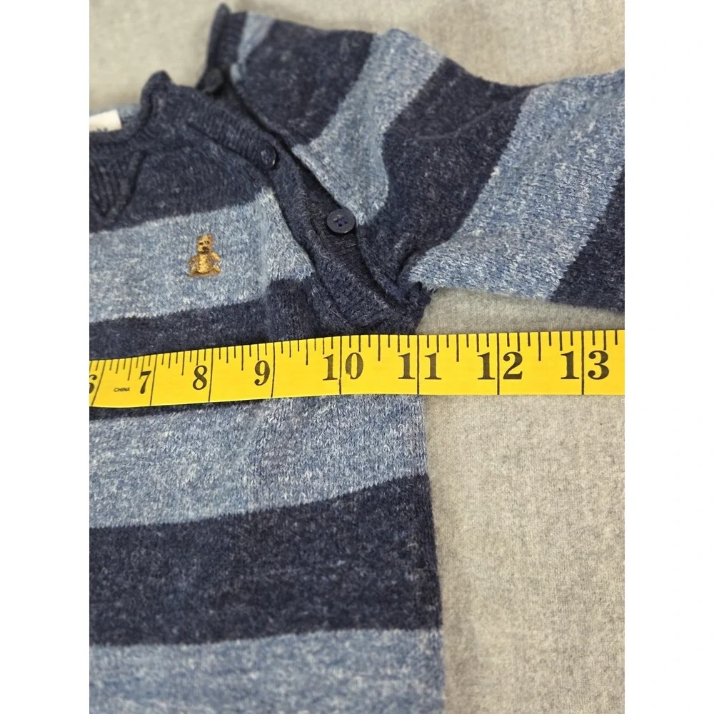 GAP Baby Footless One Piece‎ 6-12 Mos Stretch Navy Heather Teddy Bear Logo Cozy