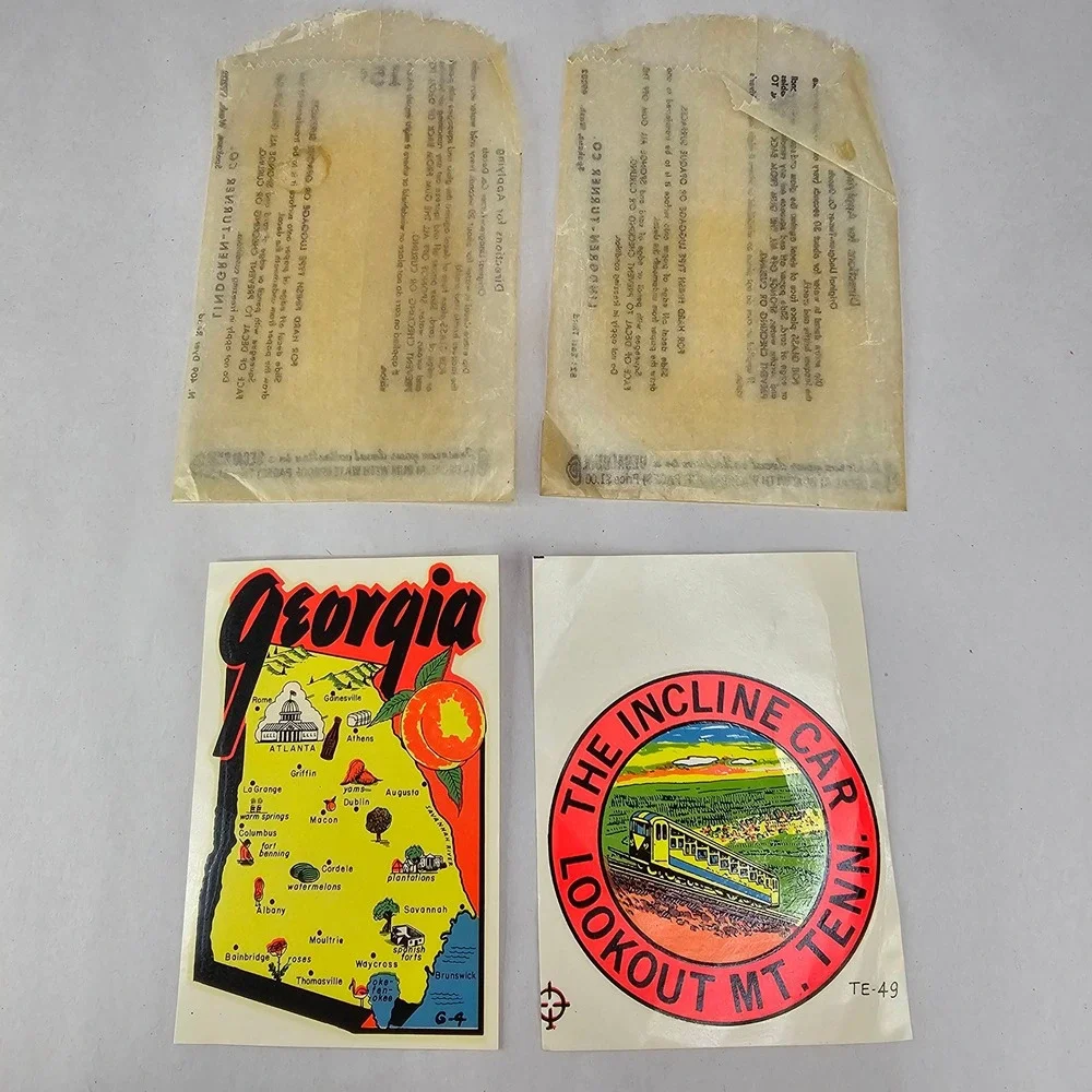 Vintage Travel Souvenir Stickers: Lookout Mountain‎ Incline Car & Georgia