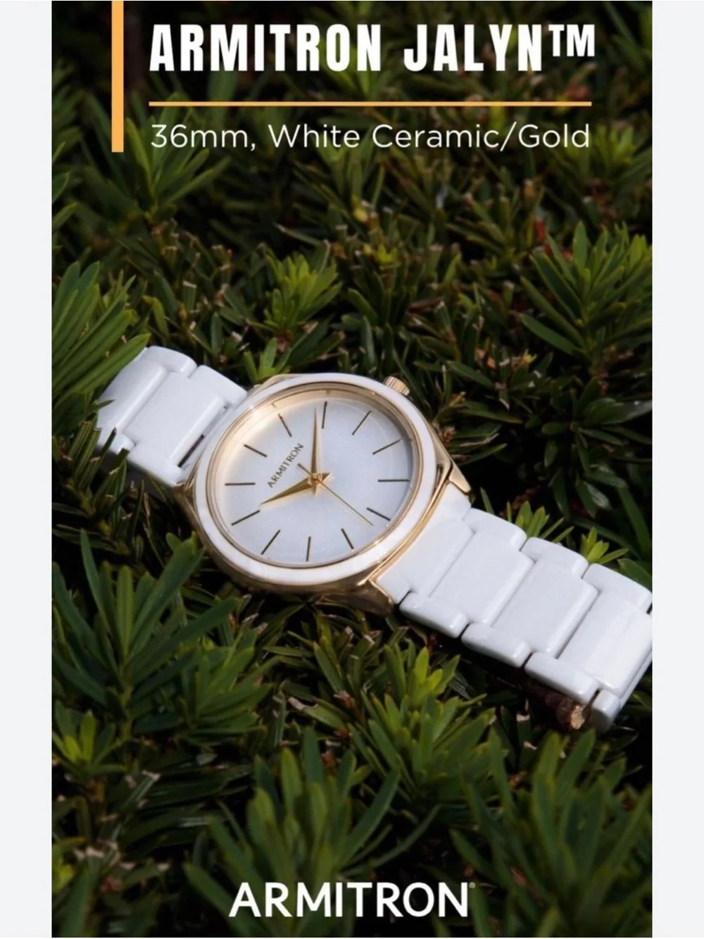 Armitron White Ceramic and Gold-Tone Women's Watch