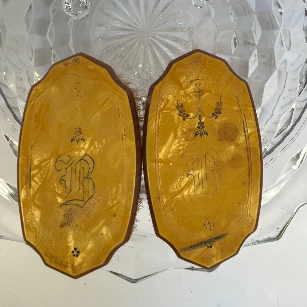 Vintage Vanity Dresser Brush Set, Monogrammed Art Deco Style Hair‎ Brush