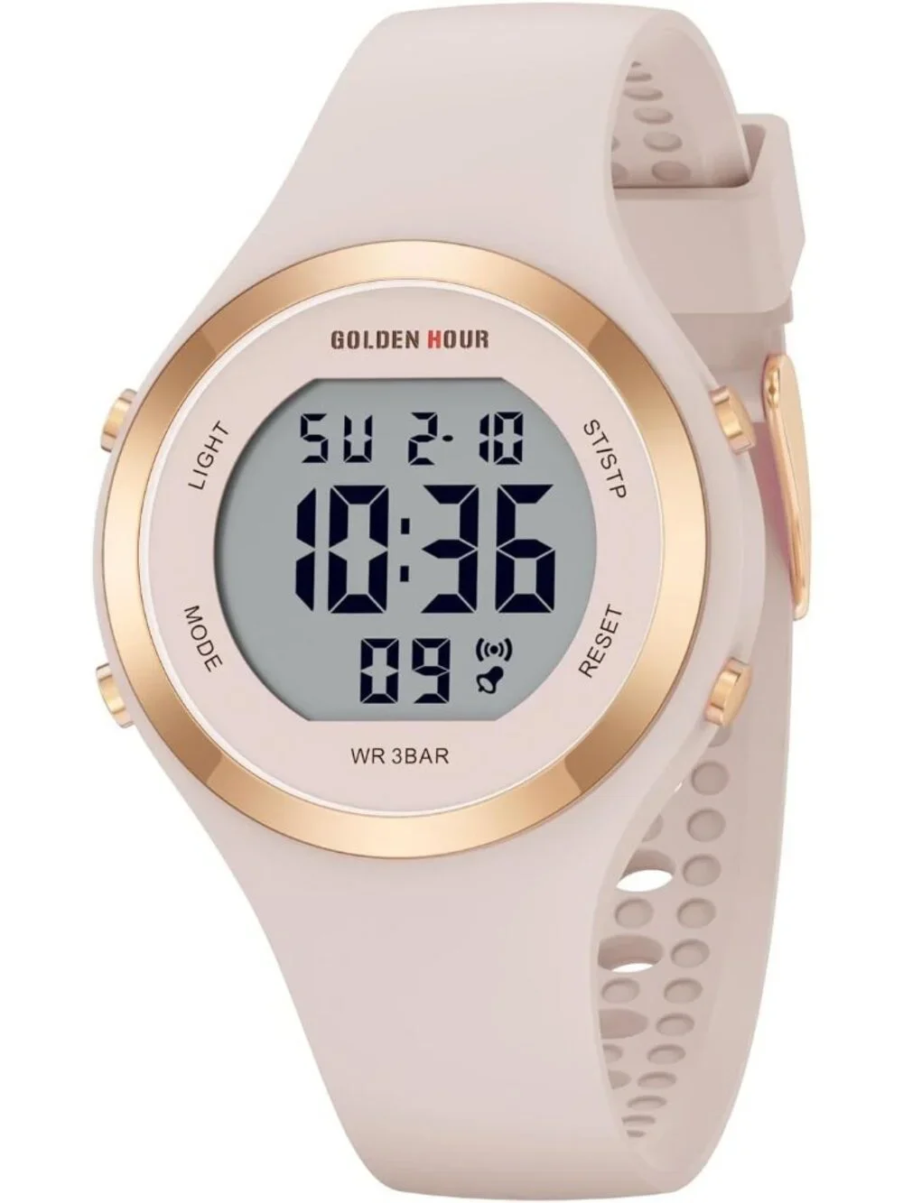 Women's Rose Gold/Pink Sand Waterproof Sport Chronograph Silicone Strap Watches