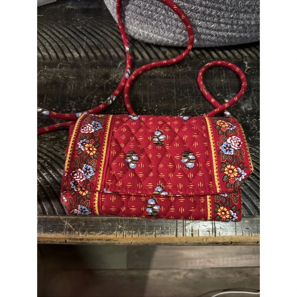 Vintage Vera Bradley 90's Provincial Red Crossbody/Tri Fold Wallet - NICE!