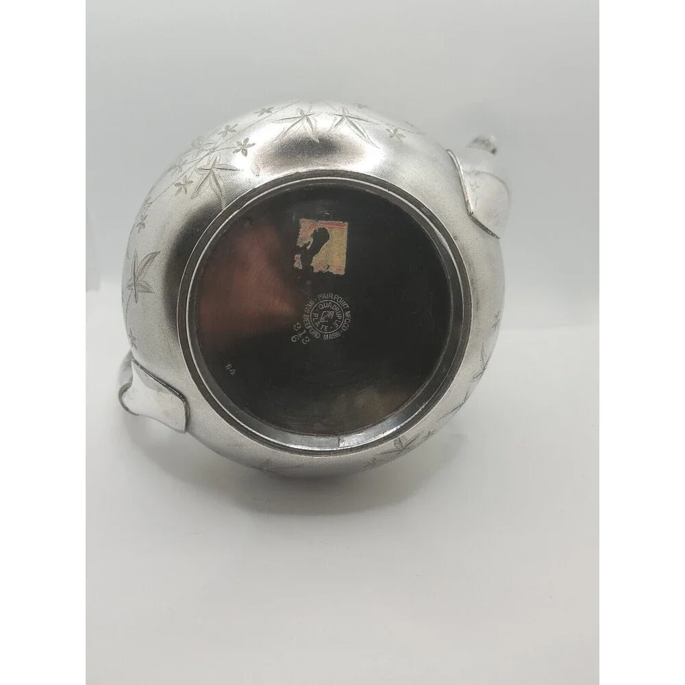 ANTIQUE Victorian FLORAL TEA POT Quadruple Plate Silver PAIRPOINT MFG CO