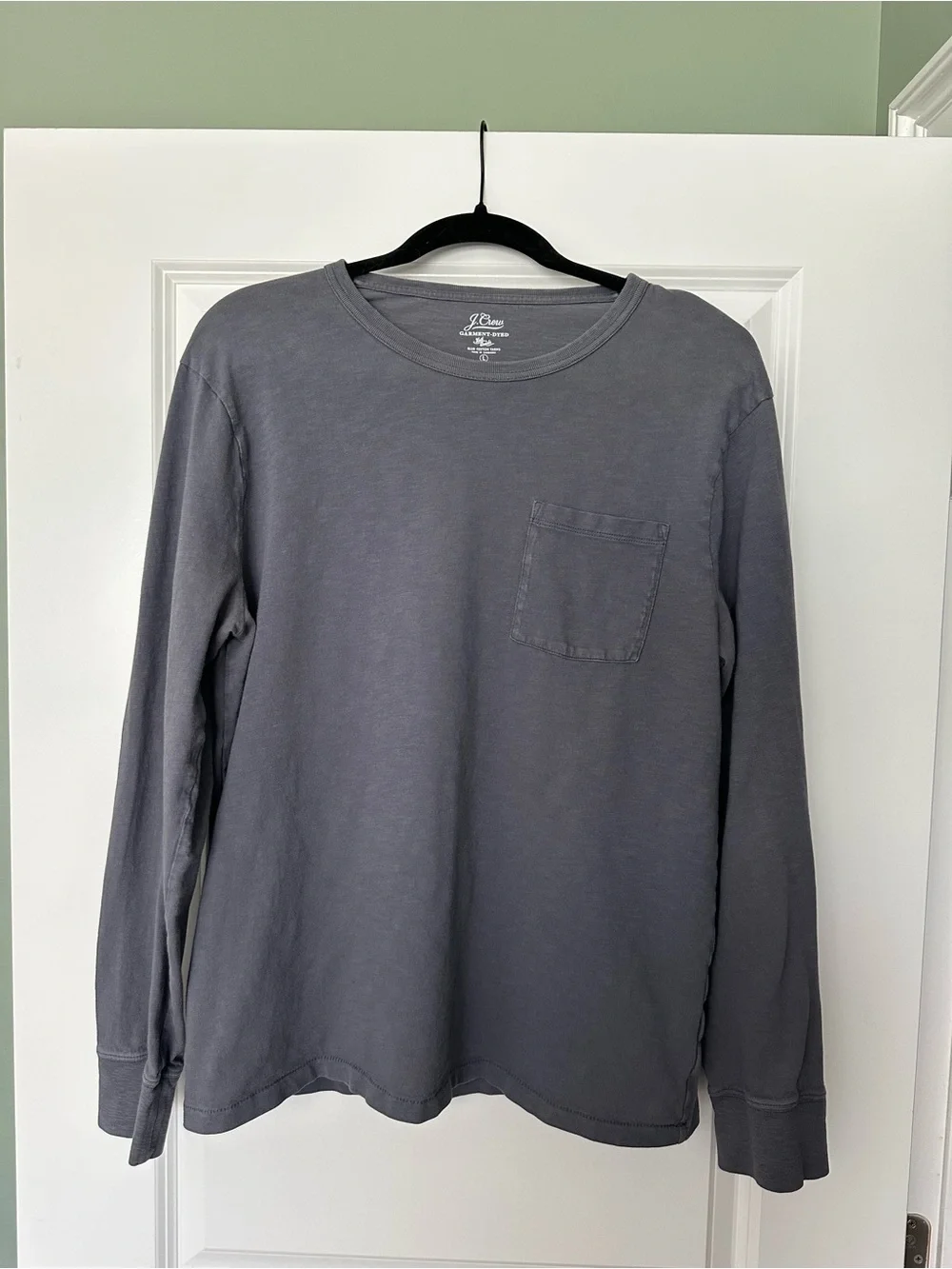 J. Crew Garment-Dyed Slub Cotton Crewneck Tee — Blue/Gray