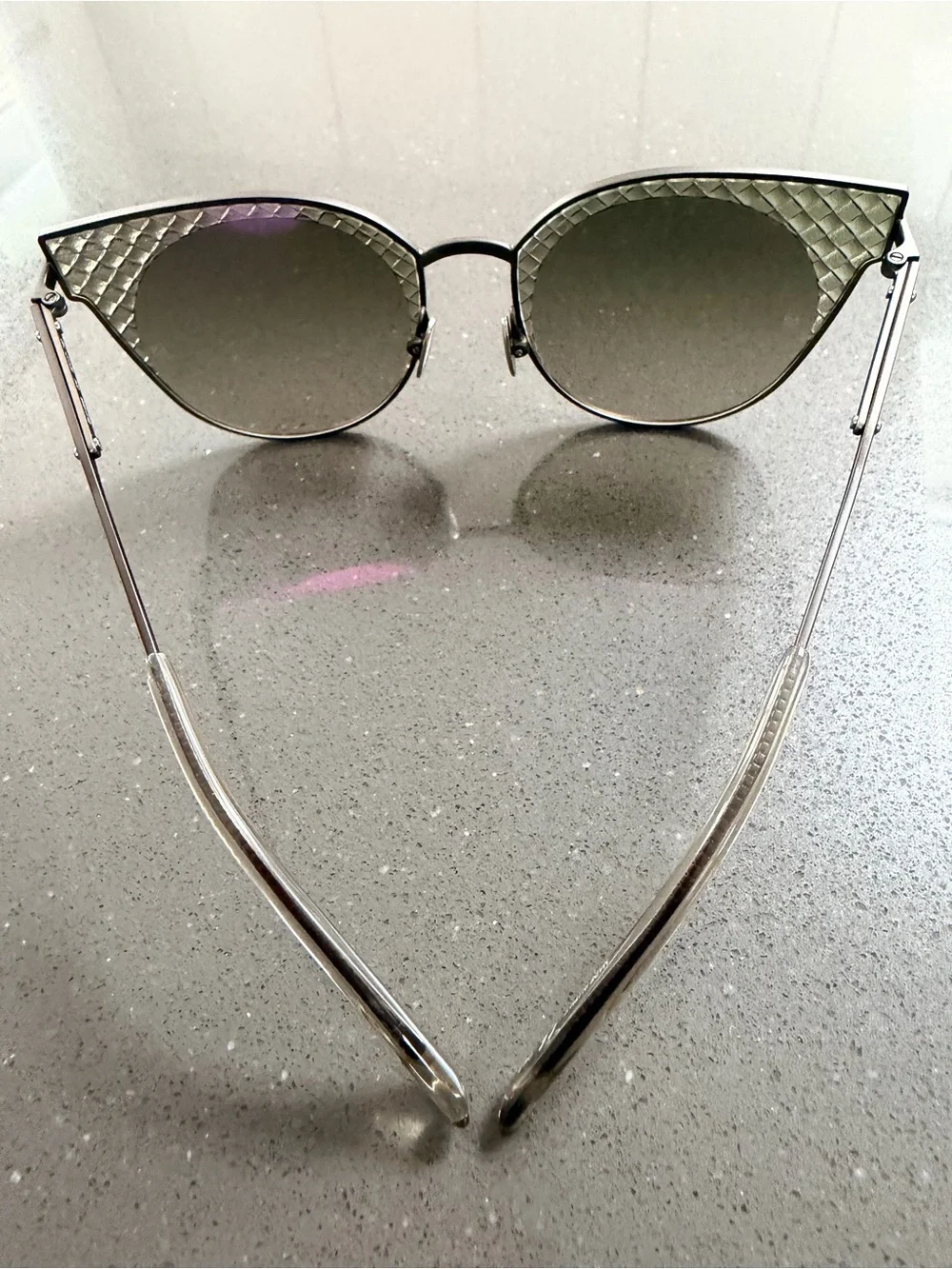 Bottega Veneta BV0189S Intrecciato Cat Eye Sunglasses Olive Green