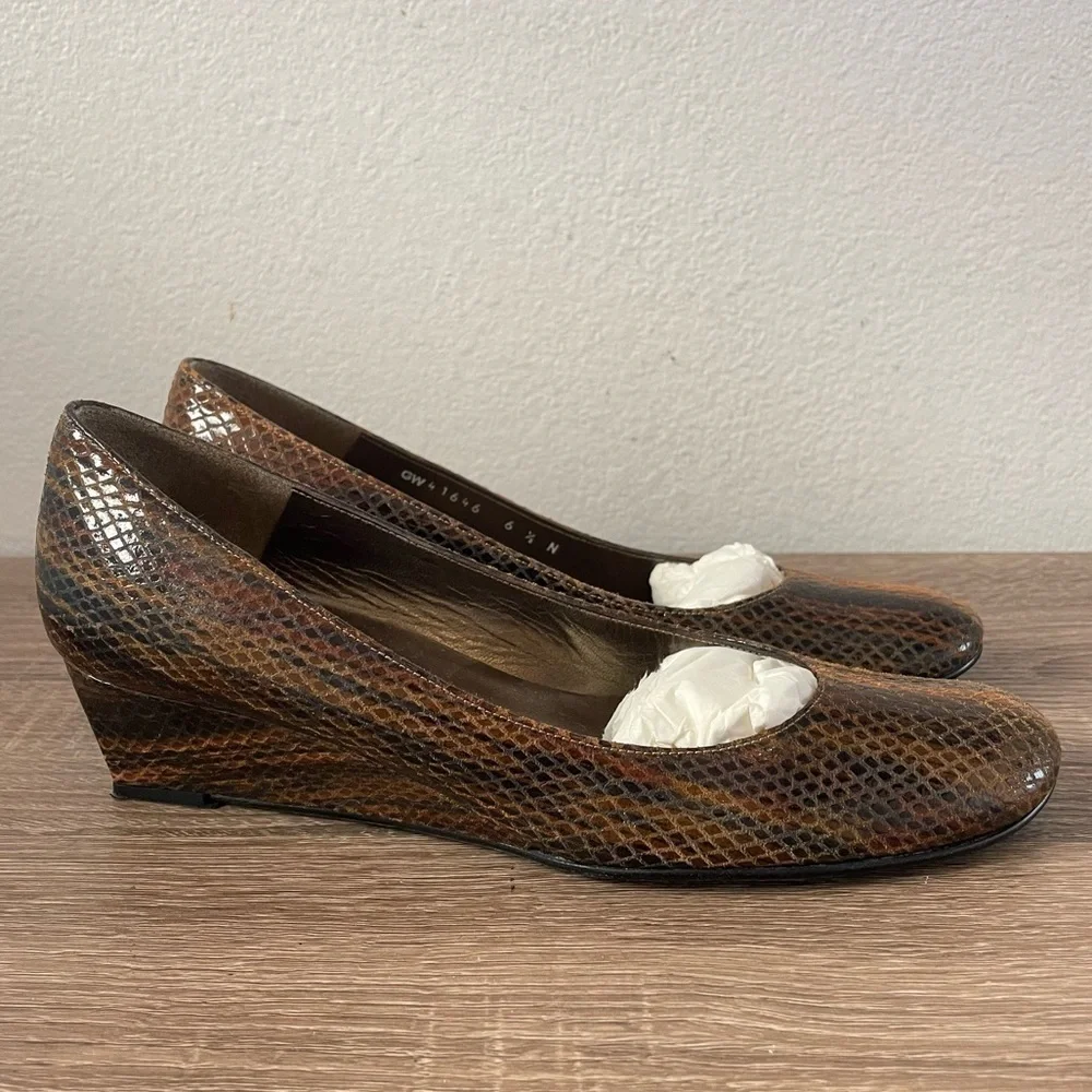 Stuart Weitzman Snakeskin Wedge Pumps, Size 6.5N