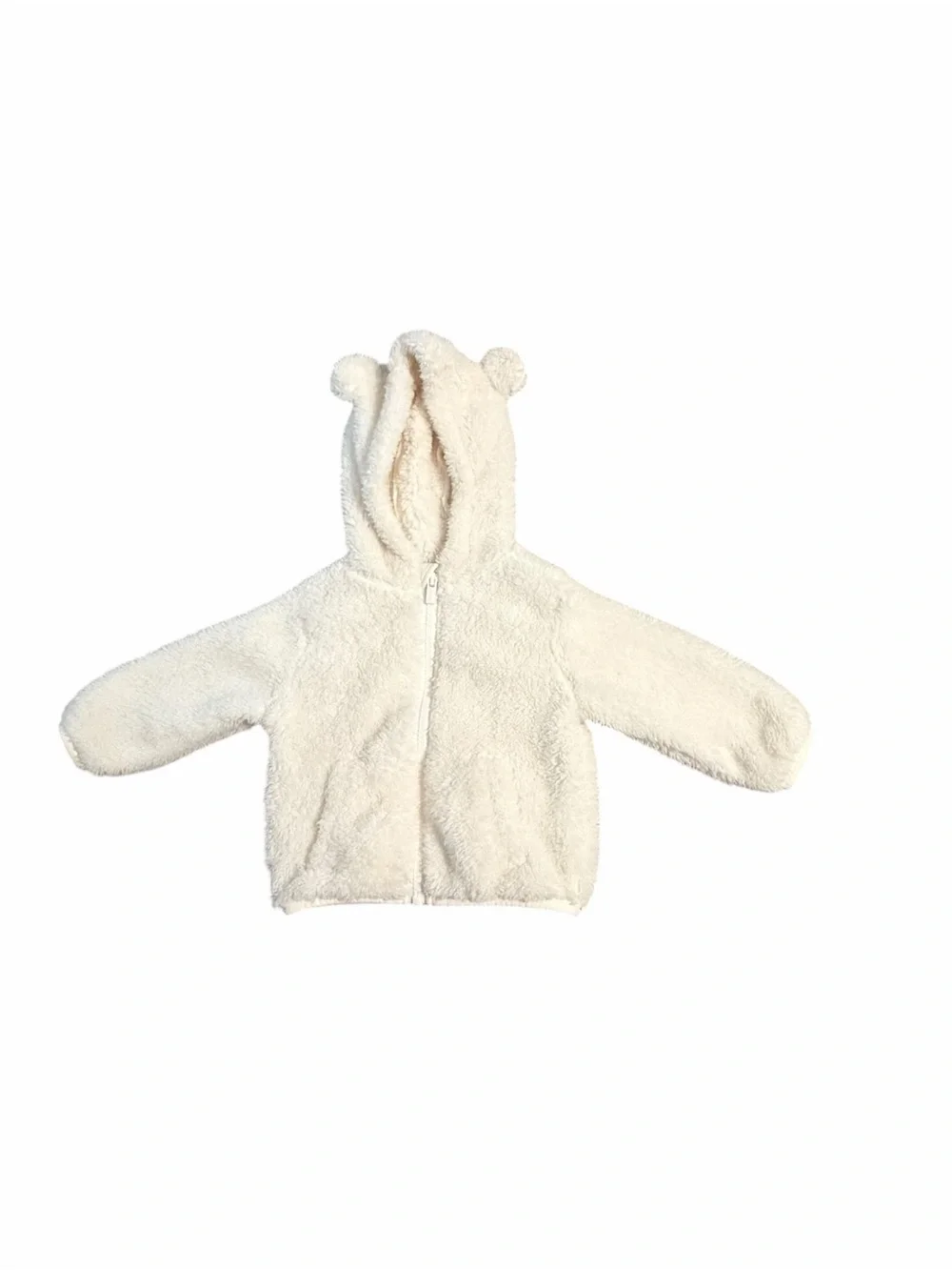 Old Navy Cream Plush Bear-Ear Zip Jacket for Kids 6-12M