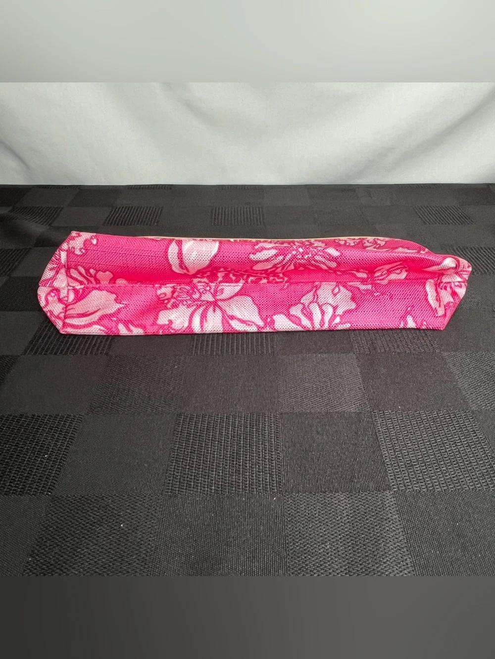 Lilly Pulitzer for Estee Lauder Pink Floral Cosmetic Bag with Gold Trim