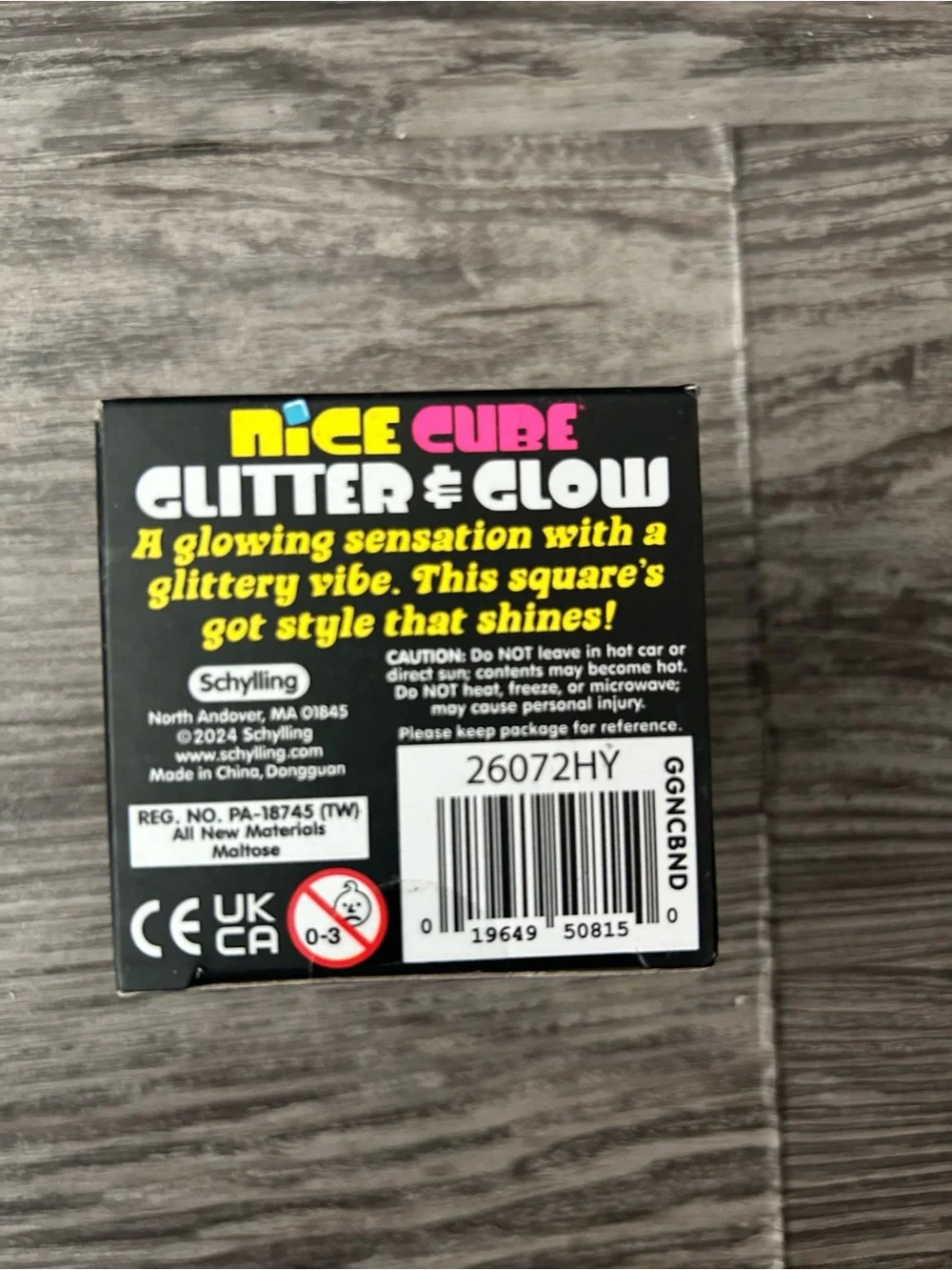 Needoh Nice Cube Glitter & Glow - Black Glitter Square