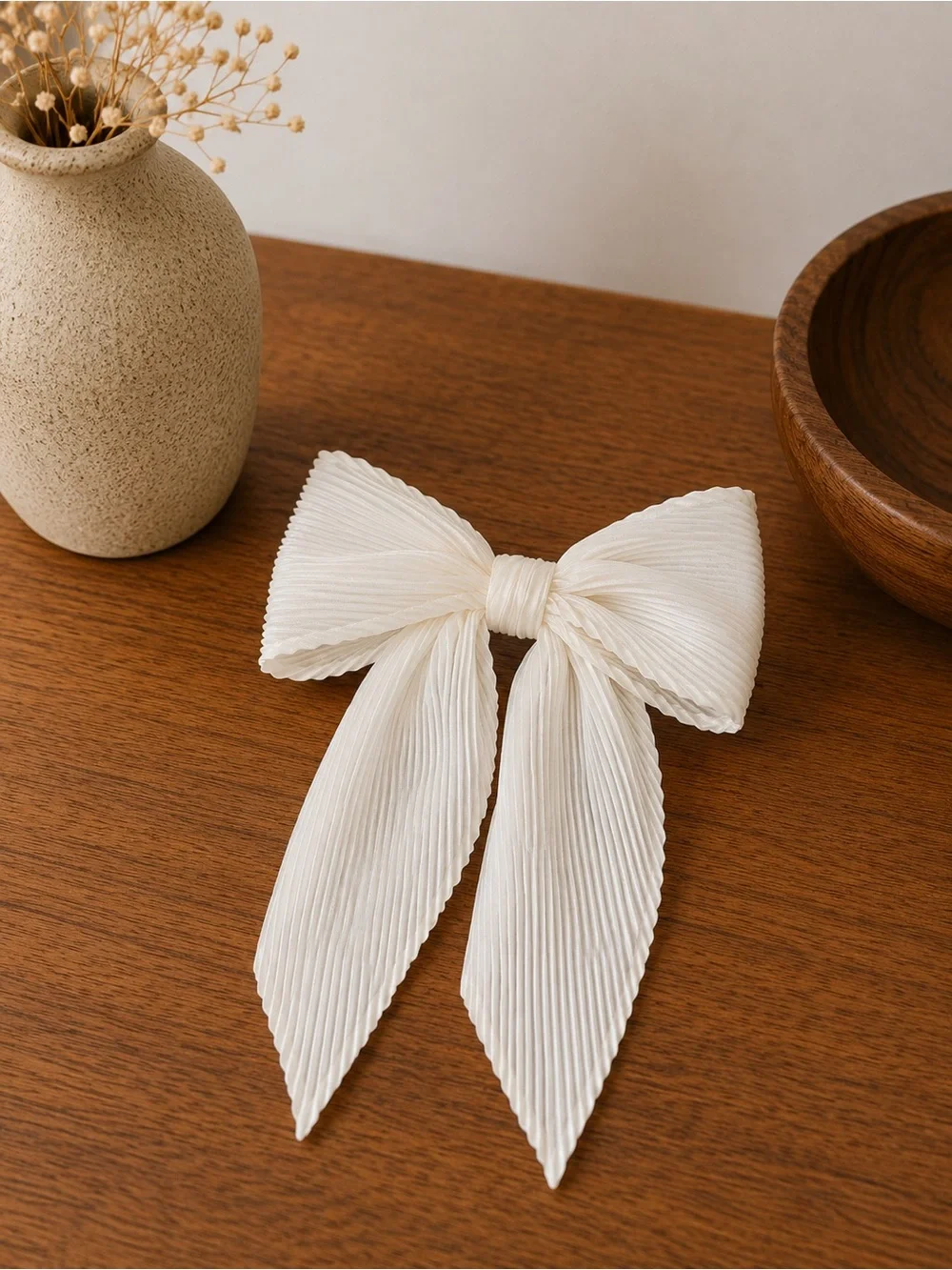 Target Cream Pleated Bow Hair Clip