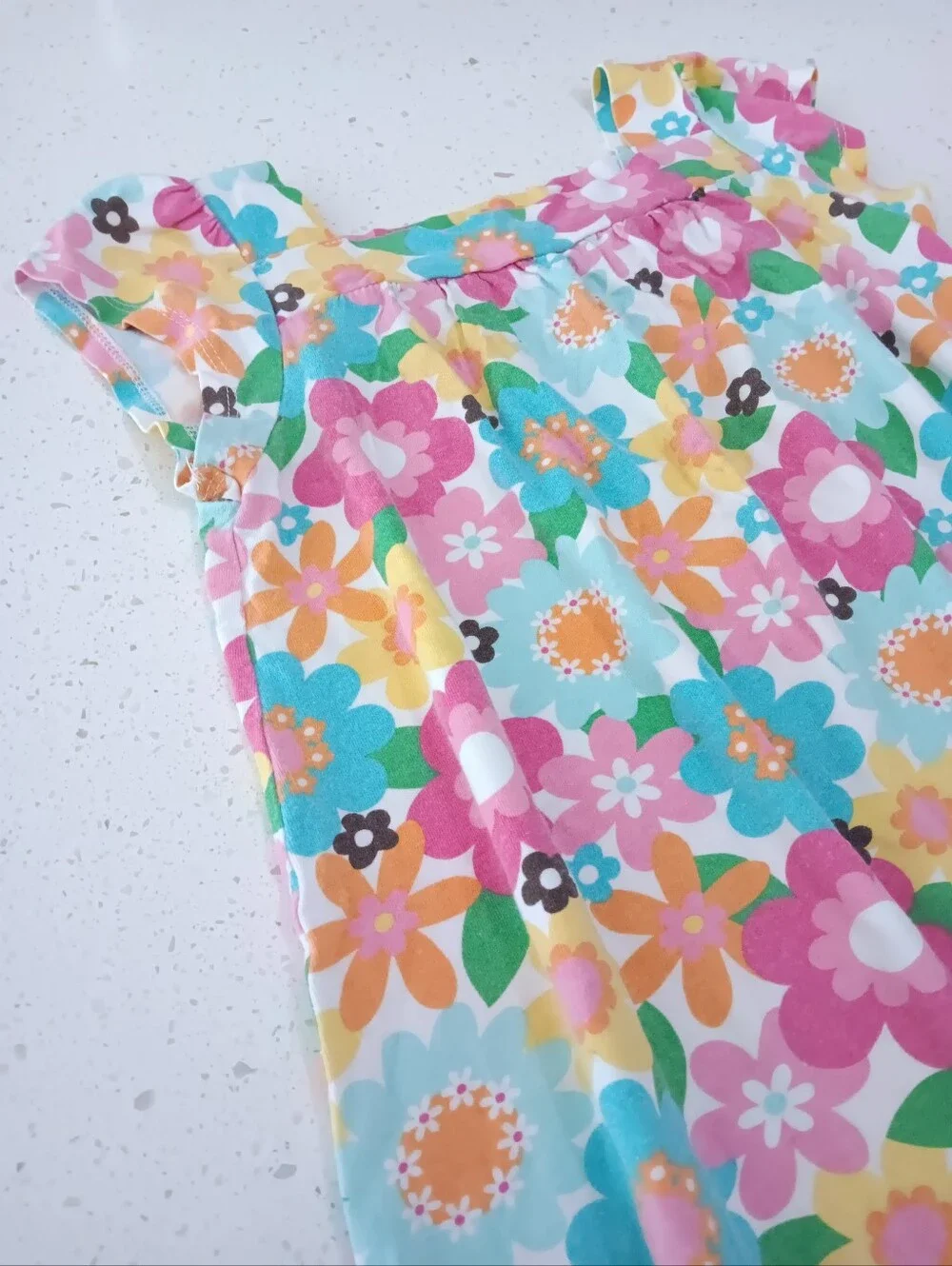 Vintage Girls' White And Multicolor Floral Dress Size 4