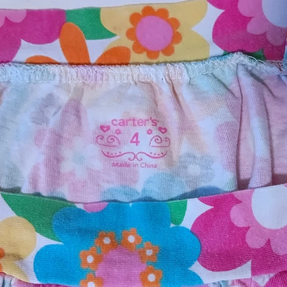 Vintage Girls' White And Multicolor Floral Dress Size 4