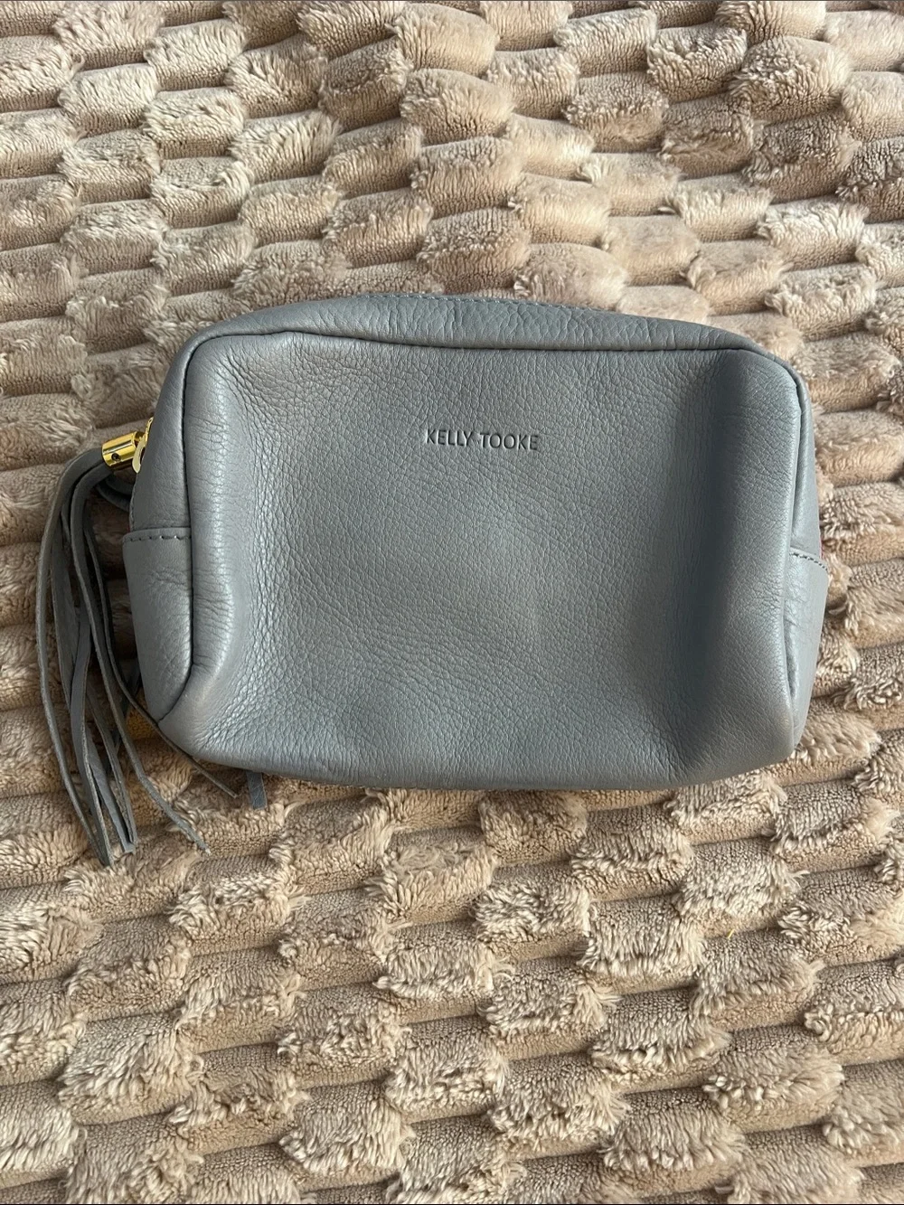Kelly Tooke Gray Leather Wristlet Pouch