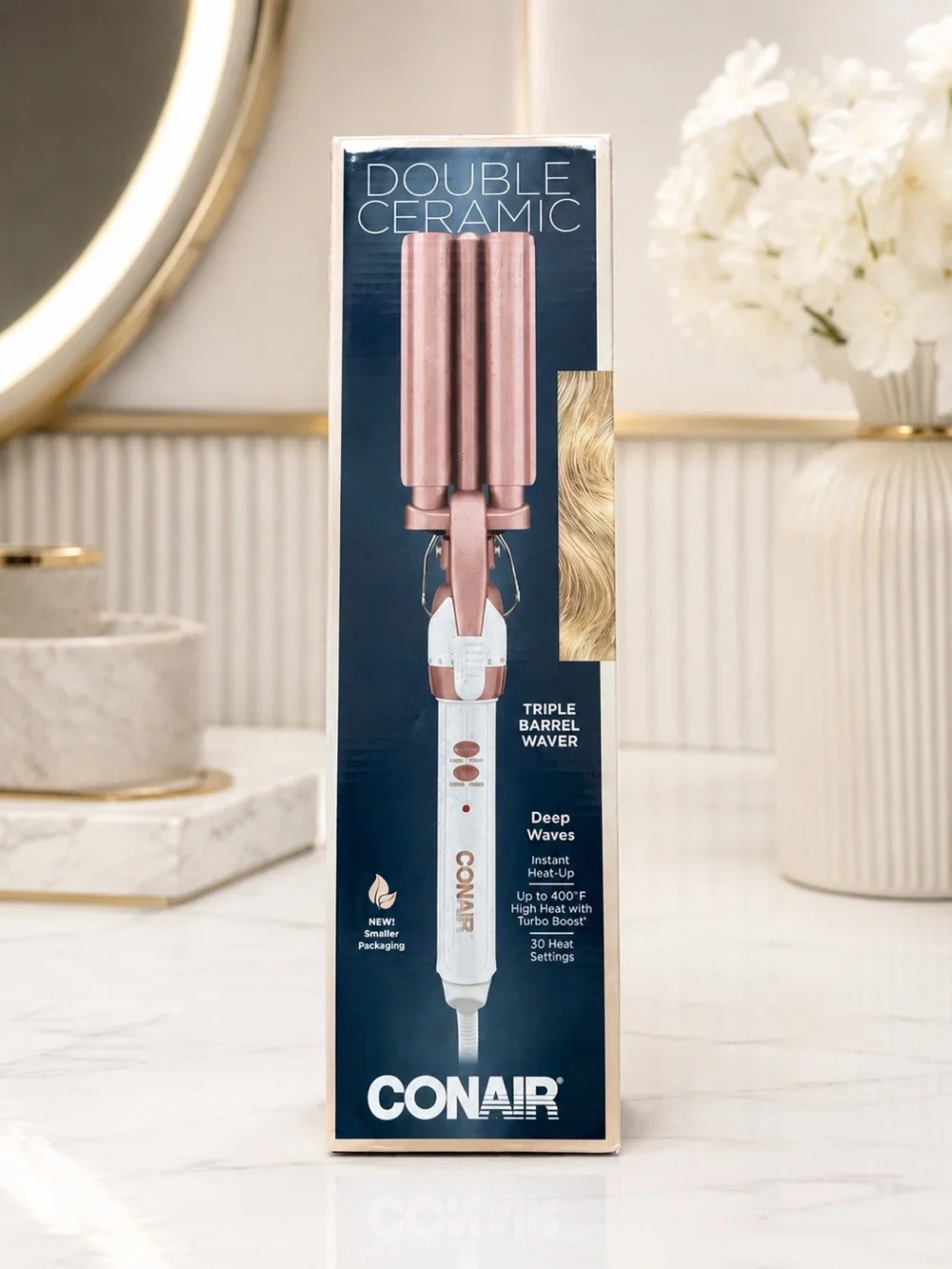 Conair Double Ceramic Triple Barrel Hair Waver Rose Gold NWT
