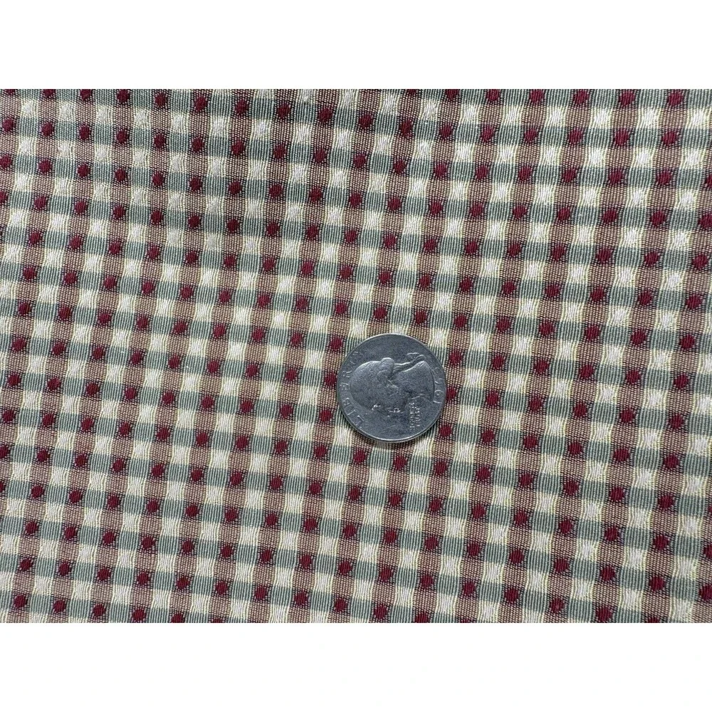 Fabric Vintage Gold Green Rust Check Reversible Remnant 54