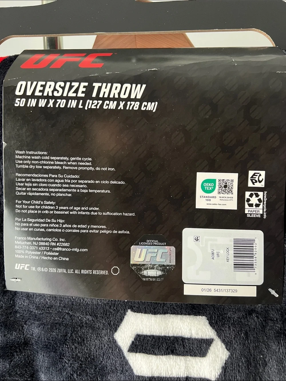UFC plush throw