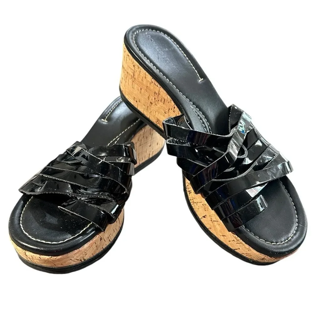 Donald J. Pliner Sheena Black Strappy Wedge Sandal Sz 8.5