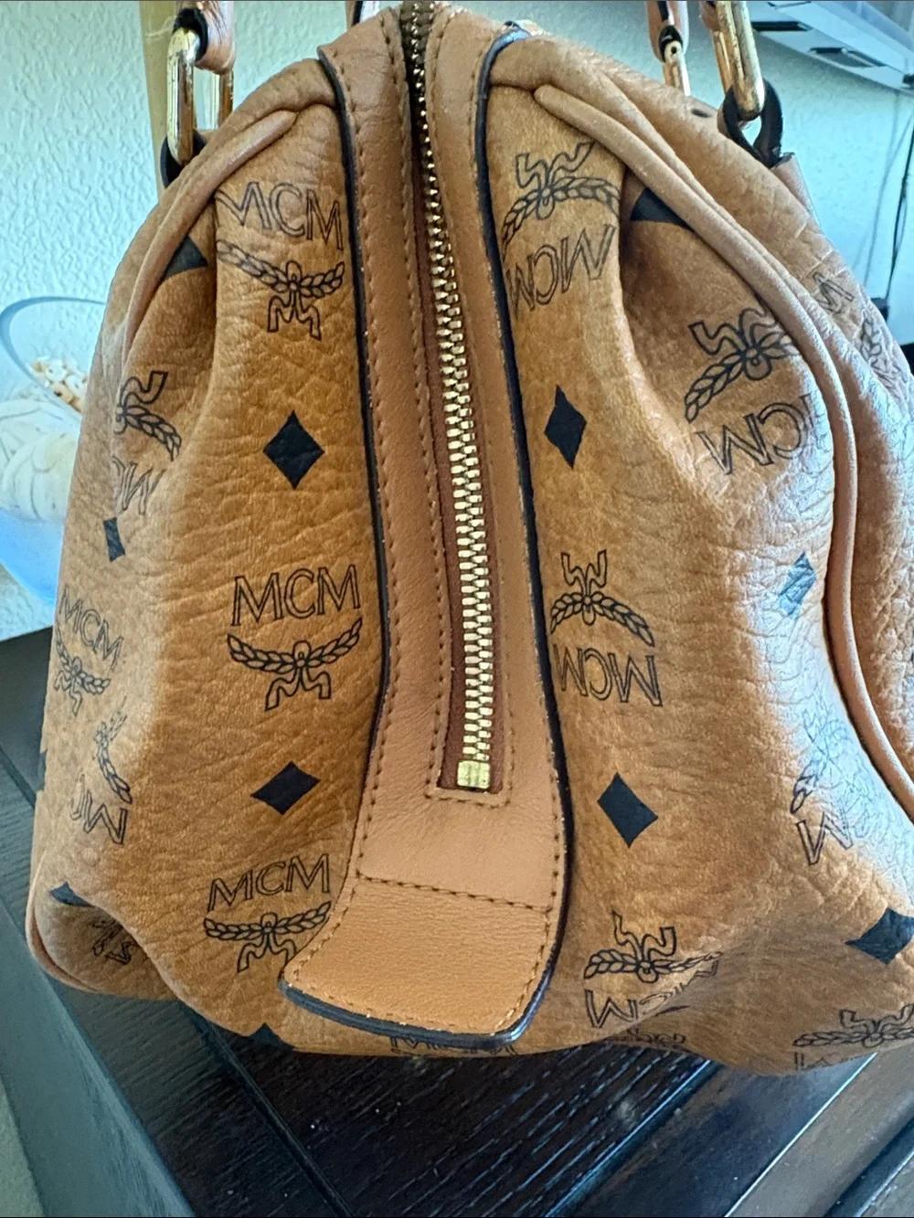 MCM satchel tan