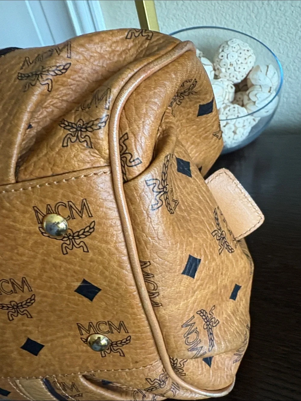 MCM satchel tan