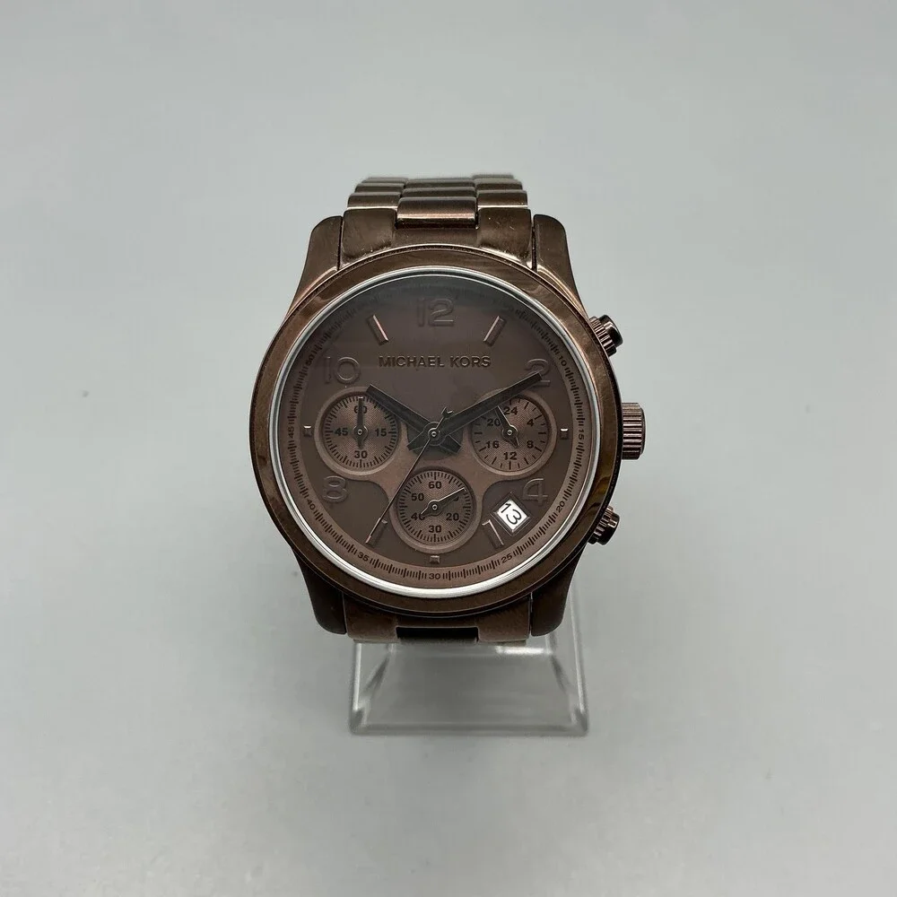 Michael Kors Womens Watch 38mm Brown Bracelet Chronograph MK-5492 New Battery 6