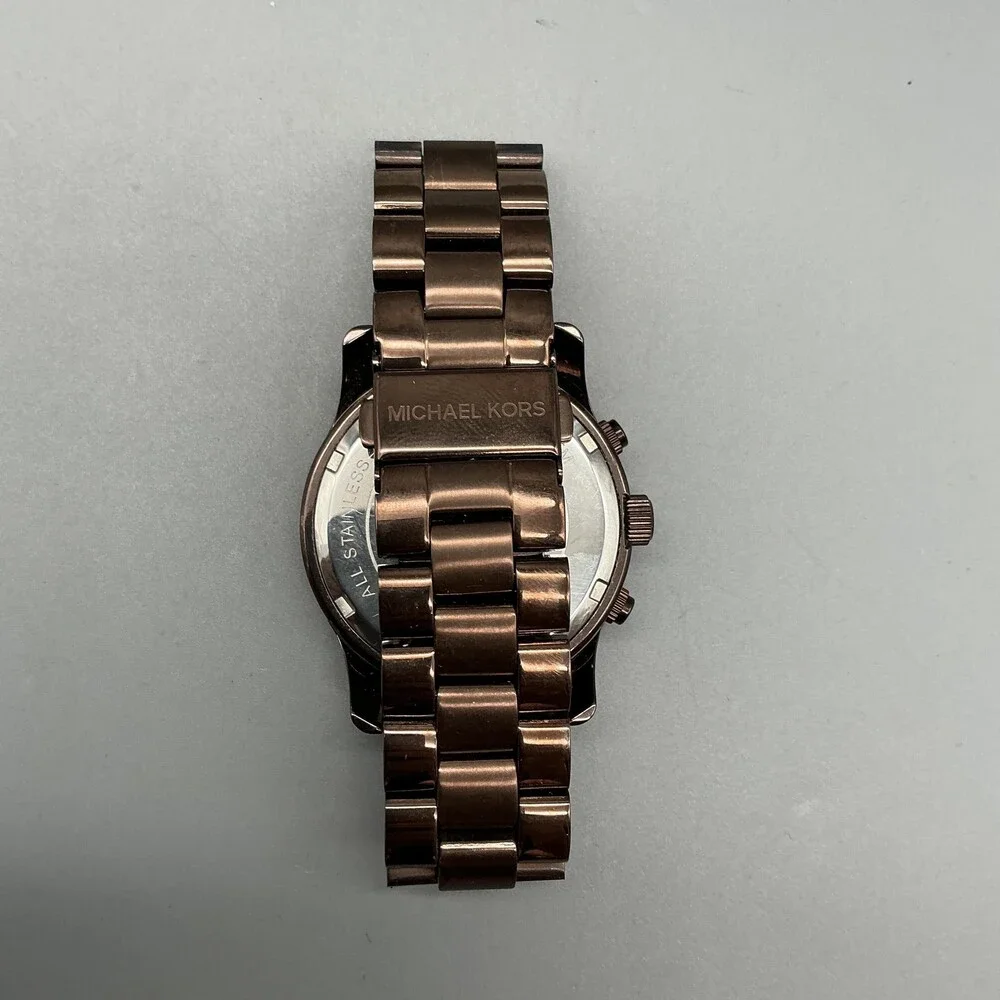 Michael Kors Womens Watch 38mm Brown Bracelet Chronograph MK-5492 New Battery 6