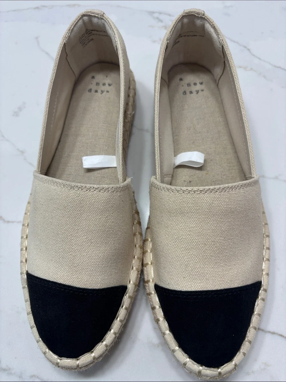 Women's Beige Canvas Espadrille with Black Toe