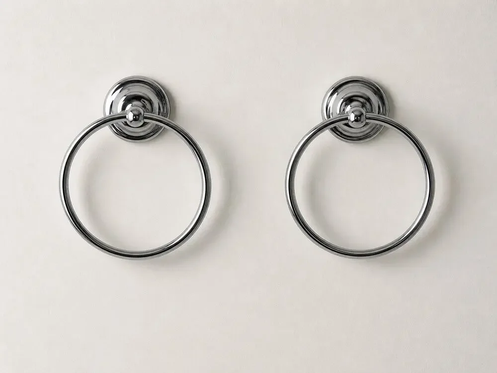 Delta 76022C College Circle Chrome Towel Ring 7600 Series NEW 1997 NOS Set 2 Vtg