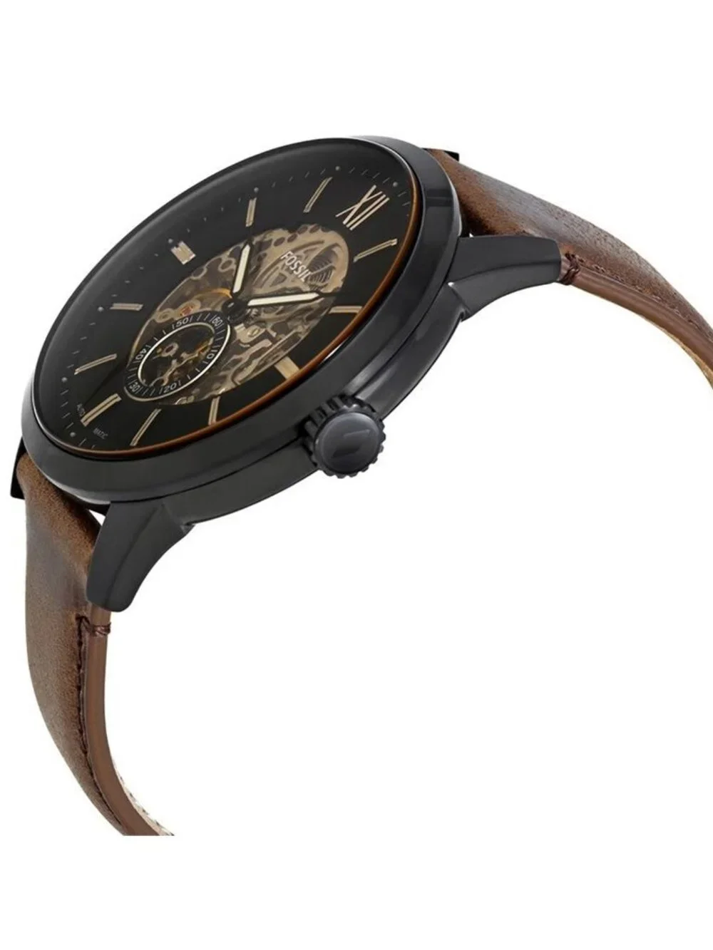 NWT Fossil Townsman Automatic Black Skeleton Dial Men's Watch
