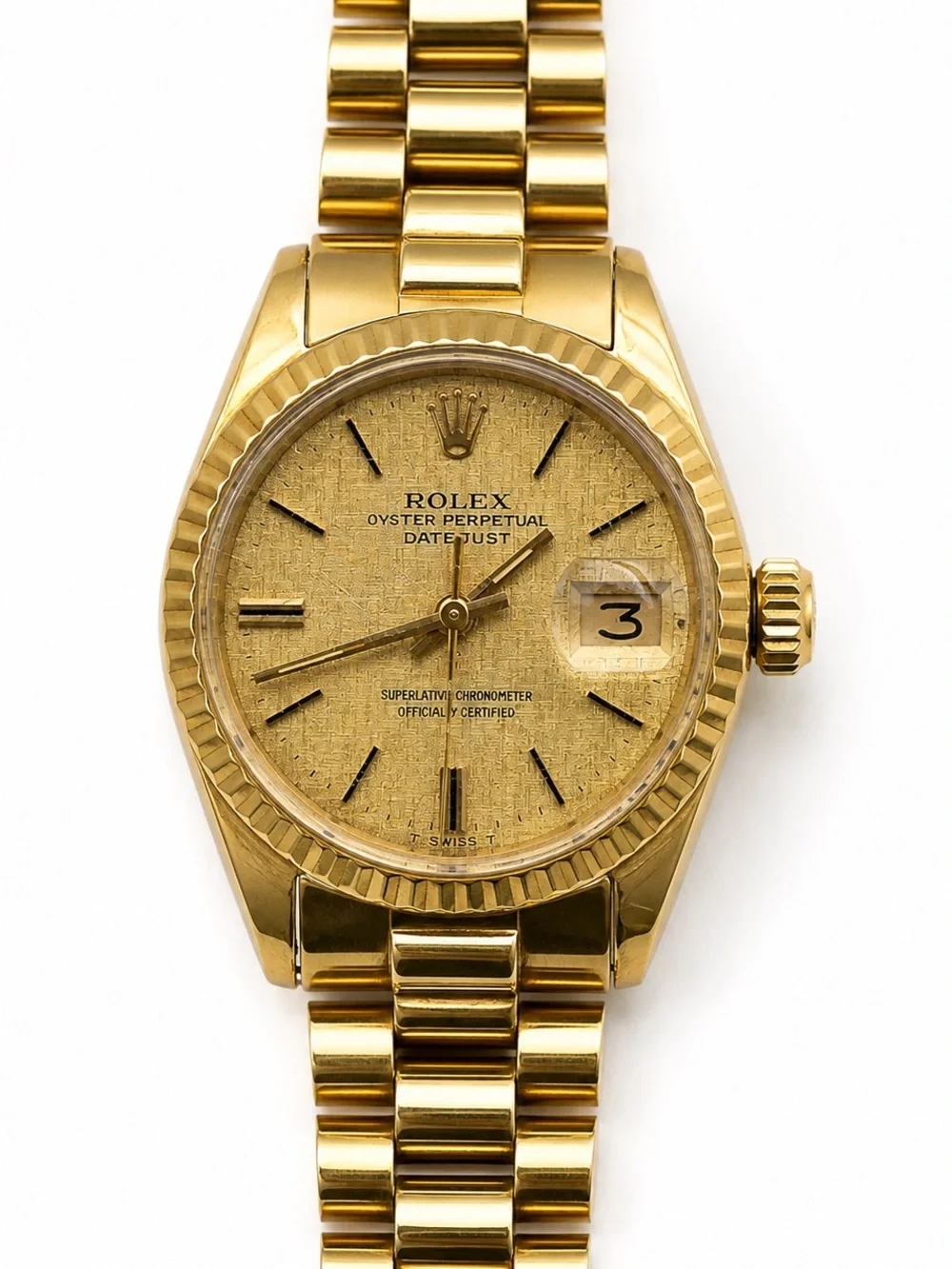 Rolex Datejust Ladies 26mm 18K Gold President Ref 6917 Champagne Dial Circa 1973