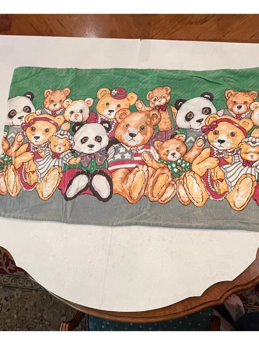 Vintage teddy Bear & Panda flannel king size pillowcase. So cottagecore