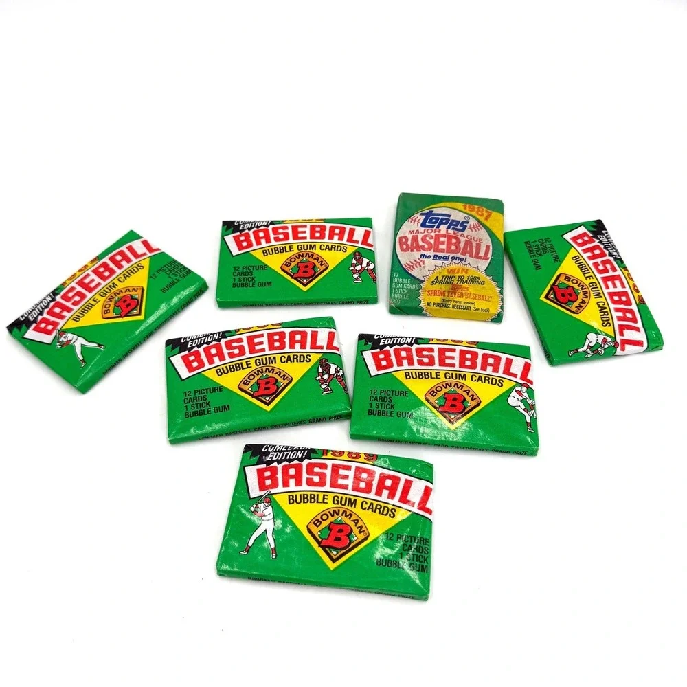 Vintage‎ 1989 Bowman 1987 Topps Baseball Cards 7 Sealed Wax Bubble Gum MLB Lot 2