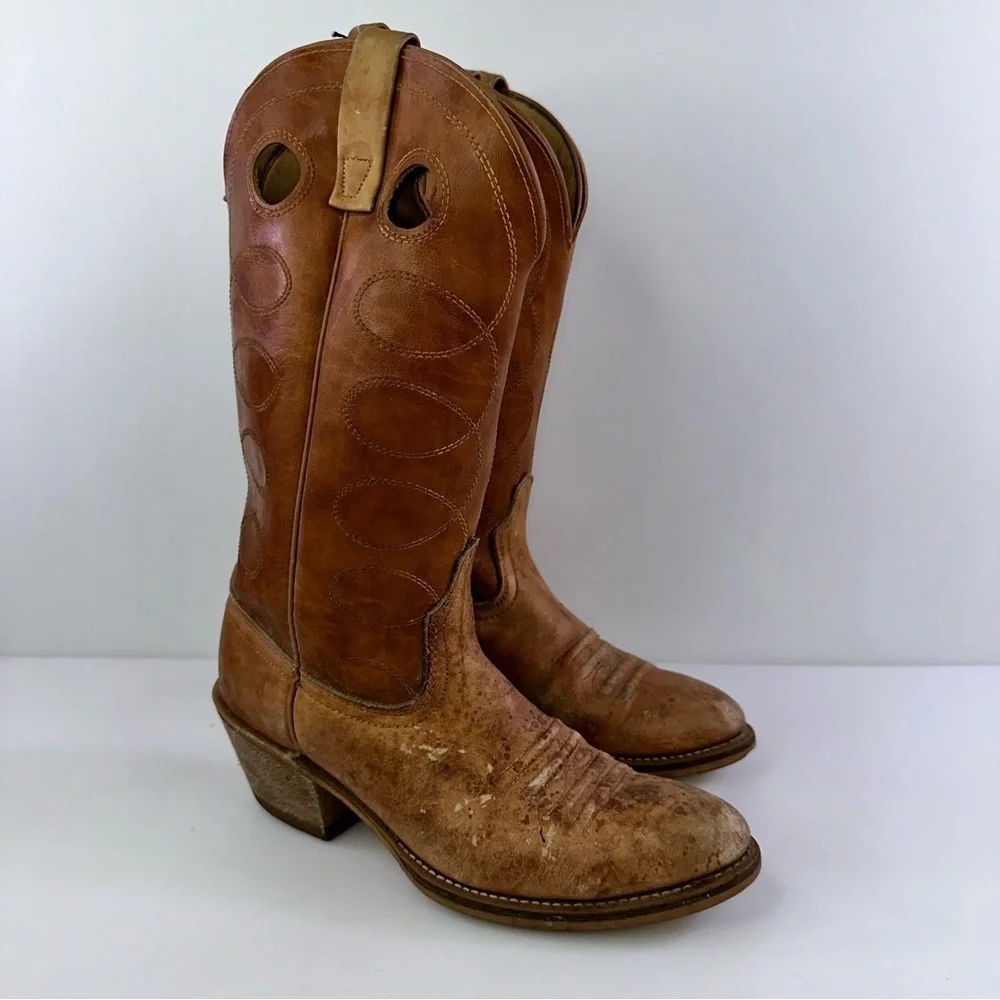 Acme Men's 4607 Brown Mid-Calf Almond Toe Cowboy Western Boots - Size 8.5D