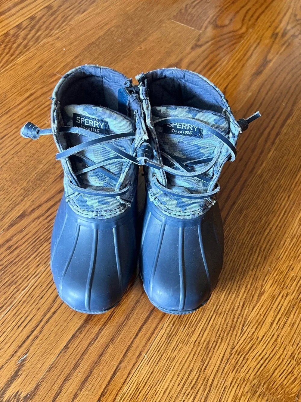 Sperry Toddler Dark Navy Blue Camo Duck Boots Unisex