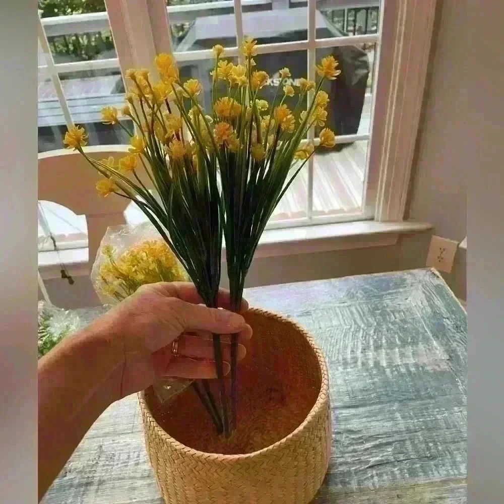 New in plastic Artificial Flower Stems Yellow 4 stems included