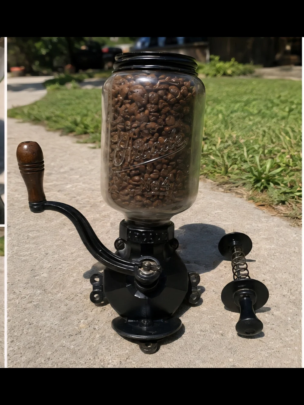 Arcade Wall-Mounted Glass Grinder with Black Metal and Brown Wood Handle