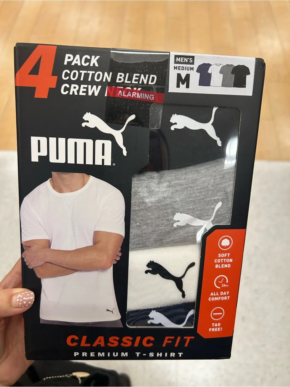 Puma Men’s Classic Fit 4-Pack Crew T-Shirts size M